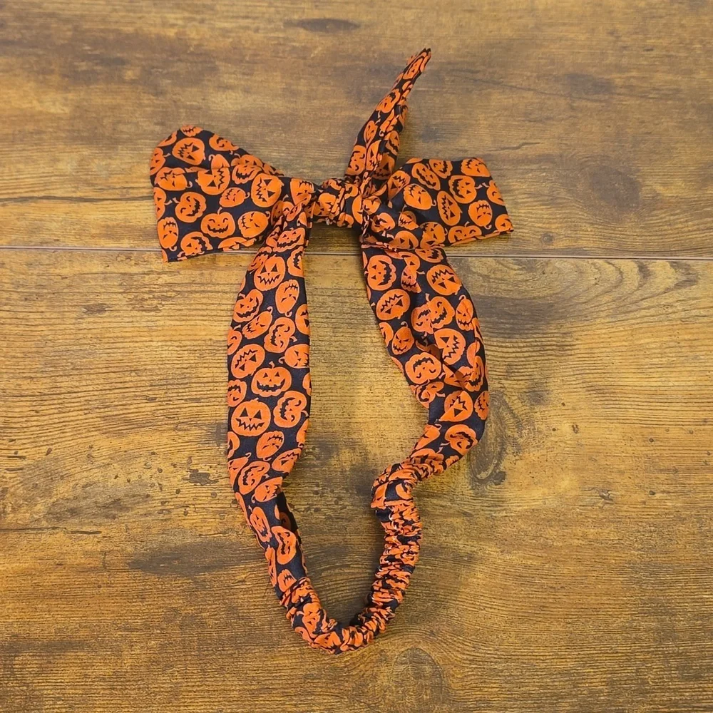 Halloween Pumpkin Print Bow Headband